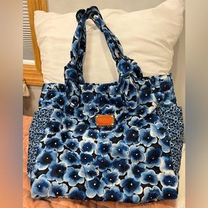 Marc By Marc Jacob Floral Tote - Blue & Black W/ Classic Interior Design